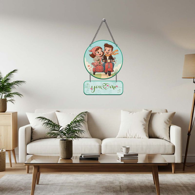 Personalized Couple Wall Hanging Decor You & Me Scooter Ride Theme Home Decor Unique Romantic Gift for Anniversary, Valentine's Day & Wedding – Bedroom & Home Decor Accent